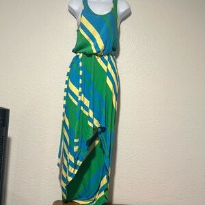 Green yellow blue great summer dress longer in the back